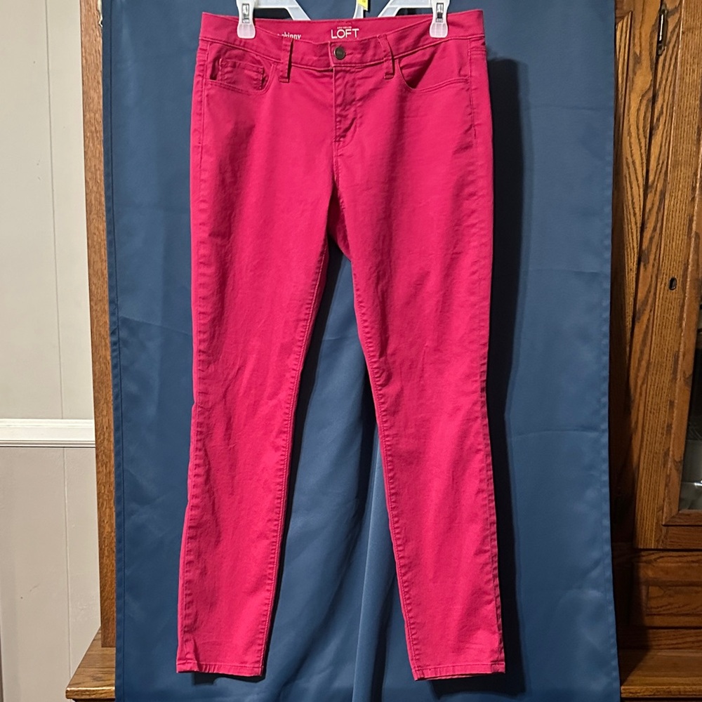 LOFT Fuchsia Slim Fit Pants